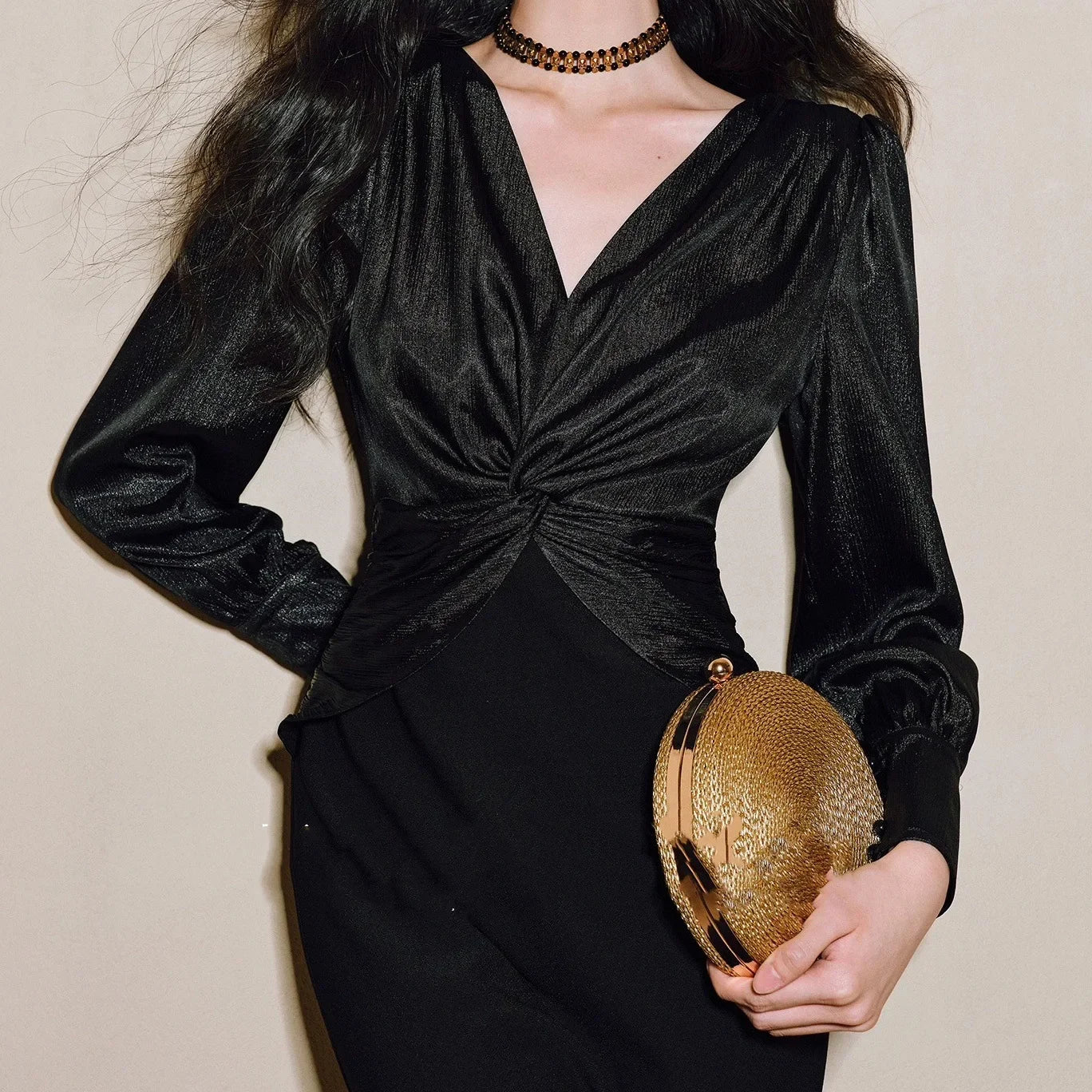 Elegant Twist Front Bodycon Midi Dress