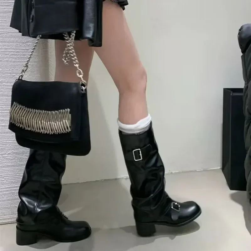 Rebel Knee-High Punk Boots