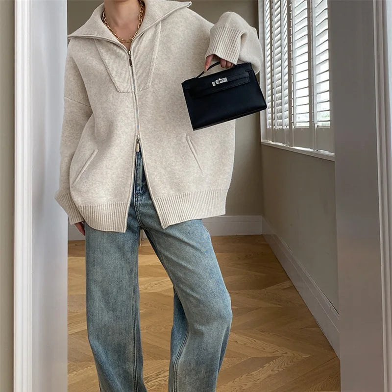 Oversized Winter Zip Jacket- Warm Casual Winter Fit