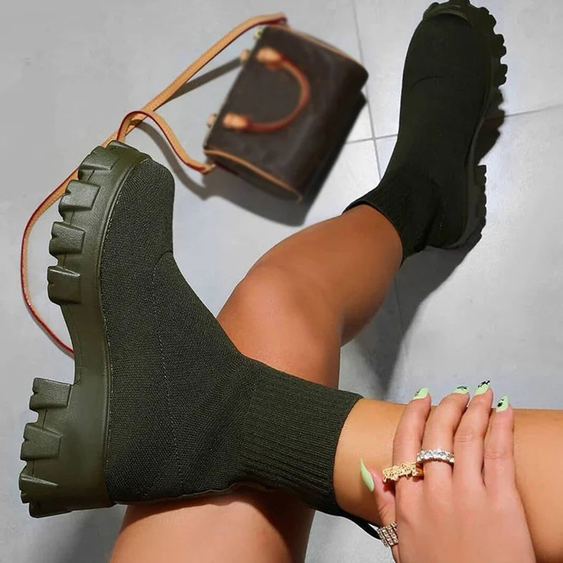 Luxe Knit Platform Boots