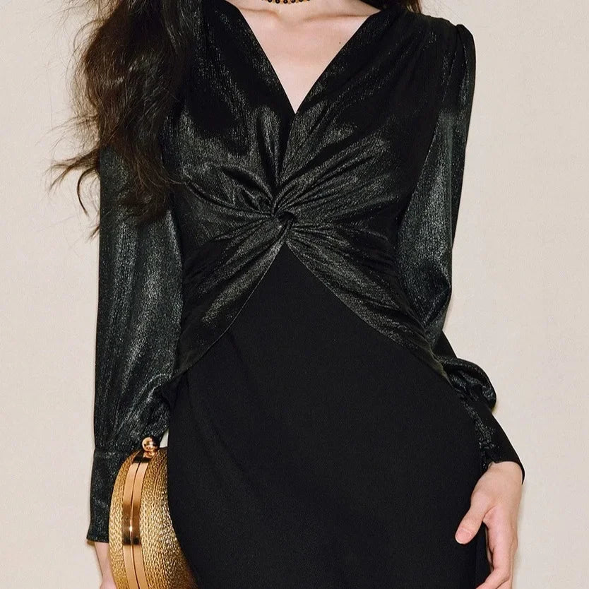 Elegant Twist Front Bodycon Midi Dress