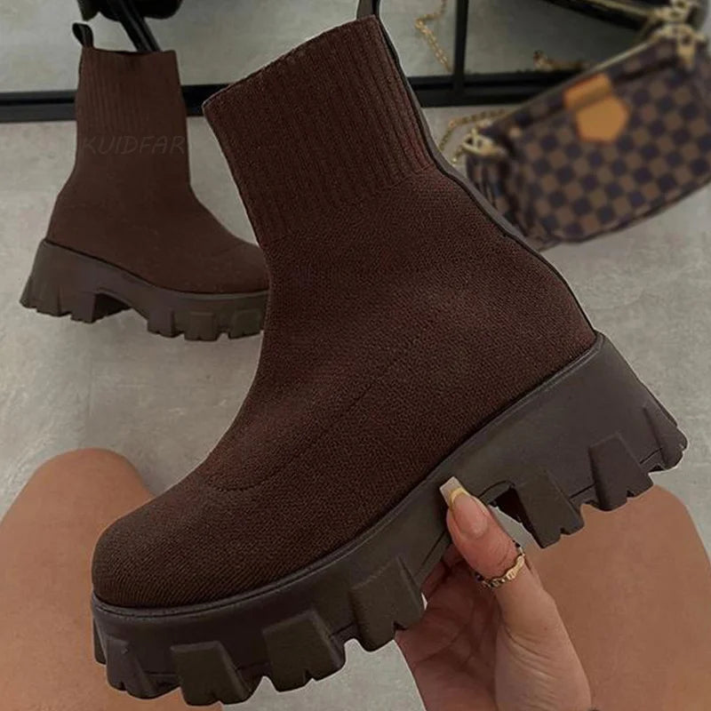 Luxe Knit Platform Boots