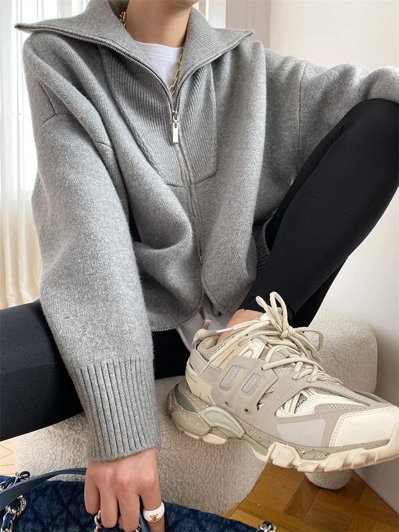 Oversized Winter Zip Jacket- Warm Casual Winter Fit