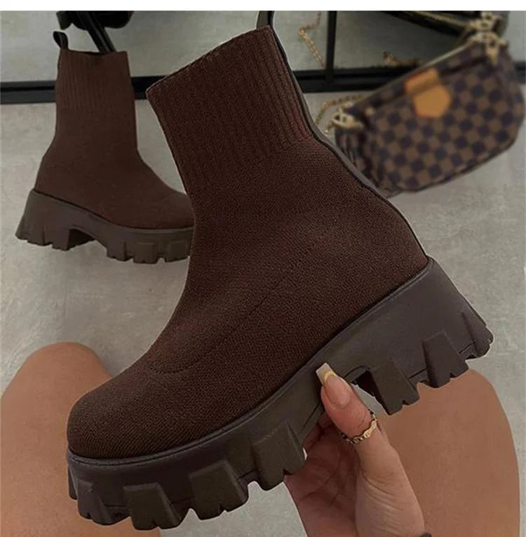 Luxe Knit Platform Boots