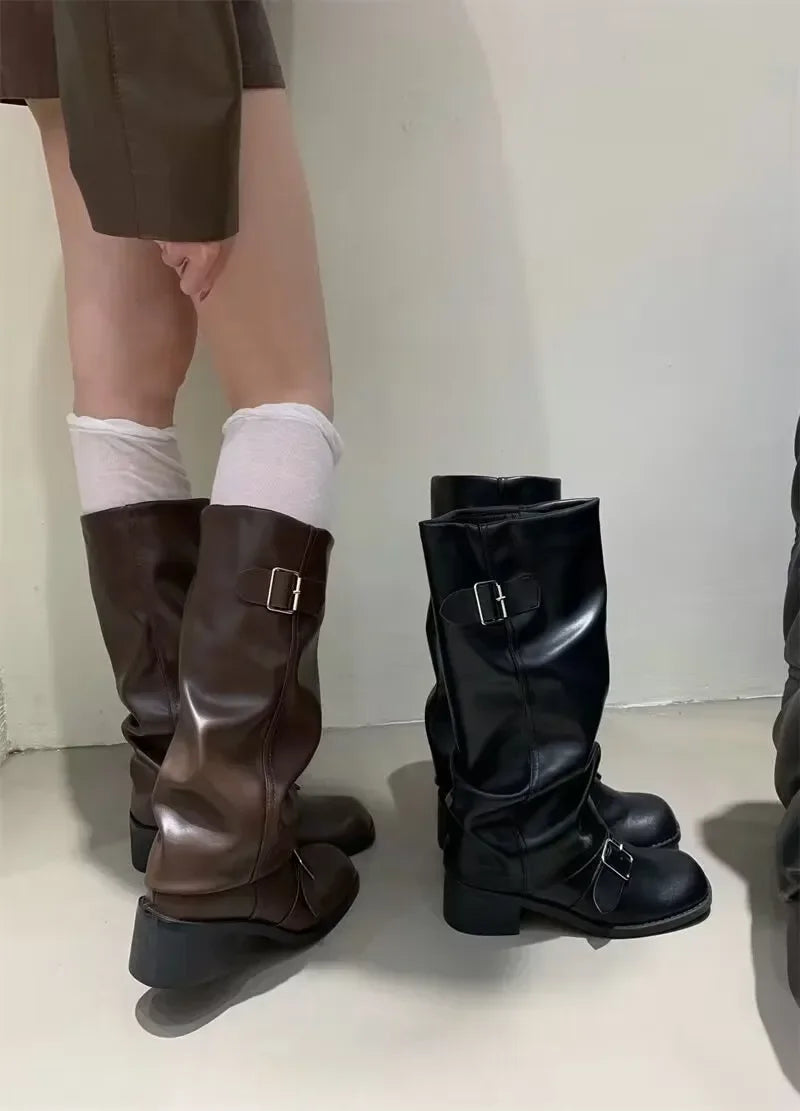 Rebel Knee-High Punk Boots