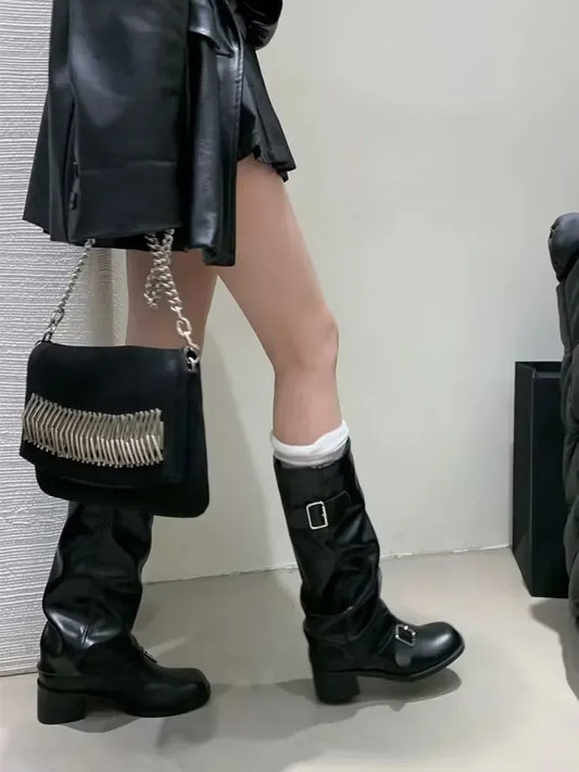 Rebel Knee-High Punk Boots