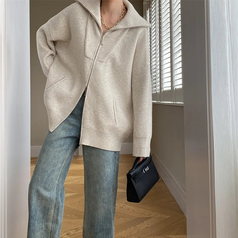 Oversized Winter Zip Jacket- Warm Casual Winter Fit