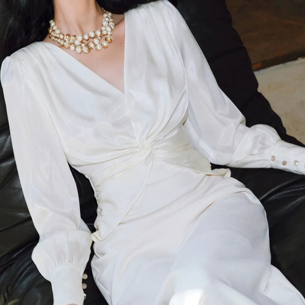 Elegant Twist Front Bodycon Midi Dress