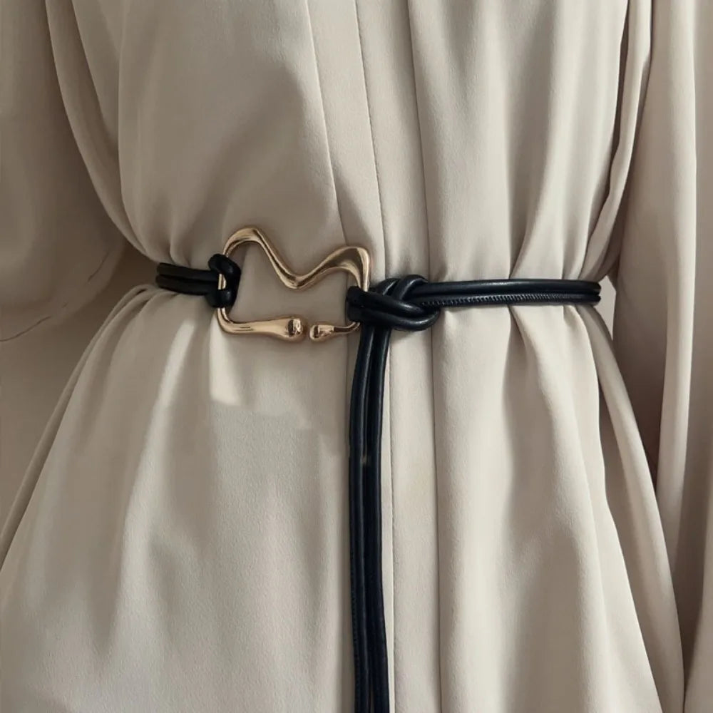 Elegant Gold-Hook Waist Belt