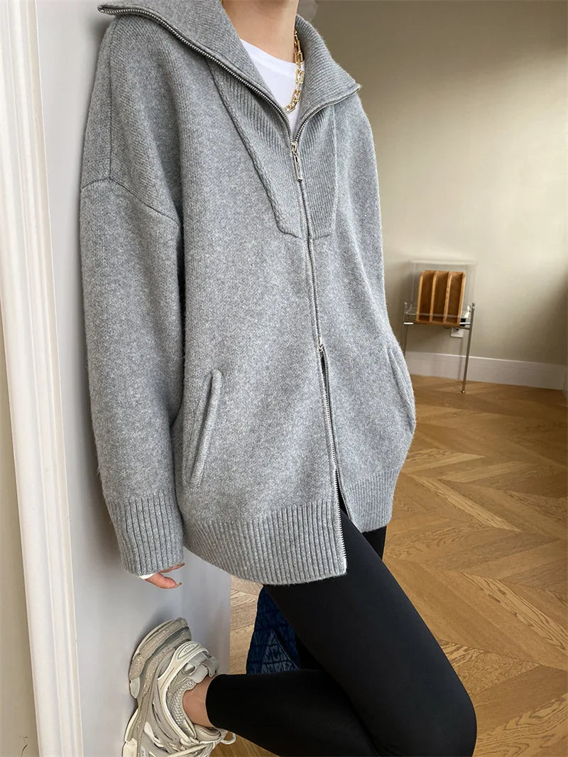 Oversized Winter Zip Jacket- Warm Casual Winter Fit