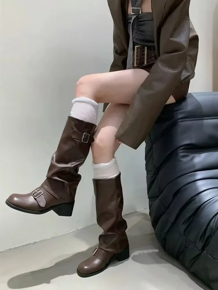Rebel Knee-High Punk Boots