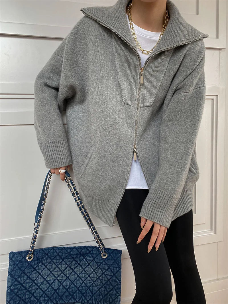 Oversized Winter Zip Jacket- Warm Casual Winter Fit