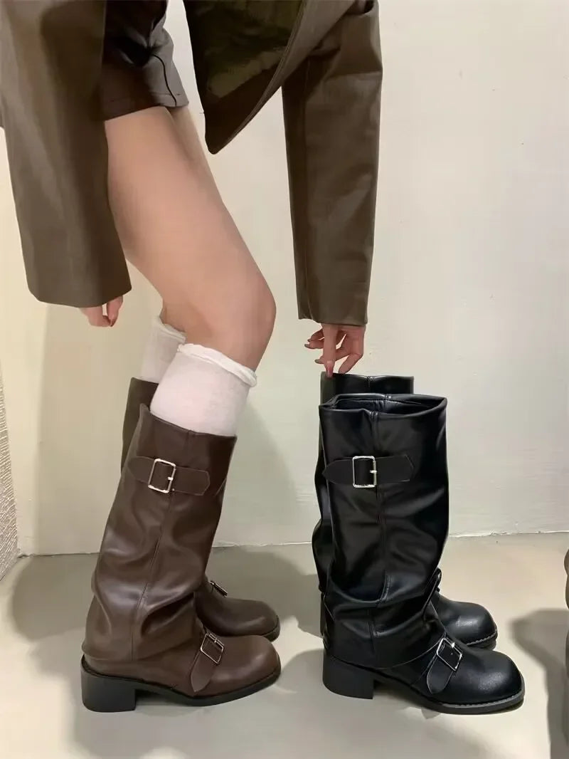 Rebel Knee-High Punk Boots