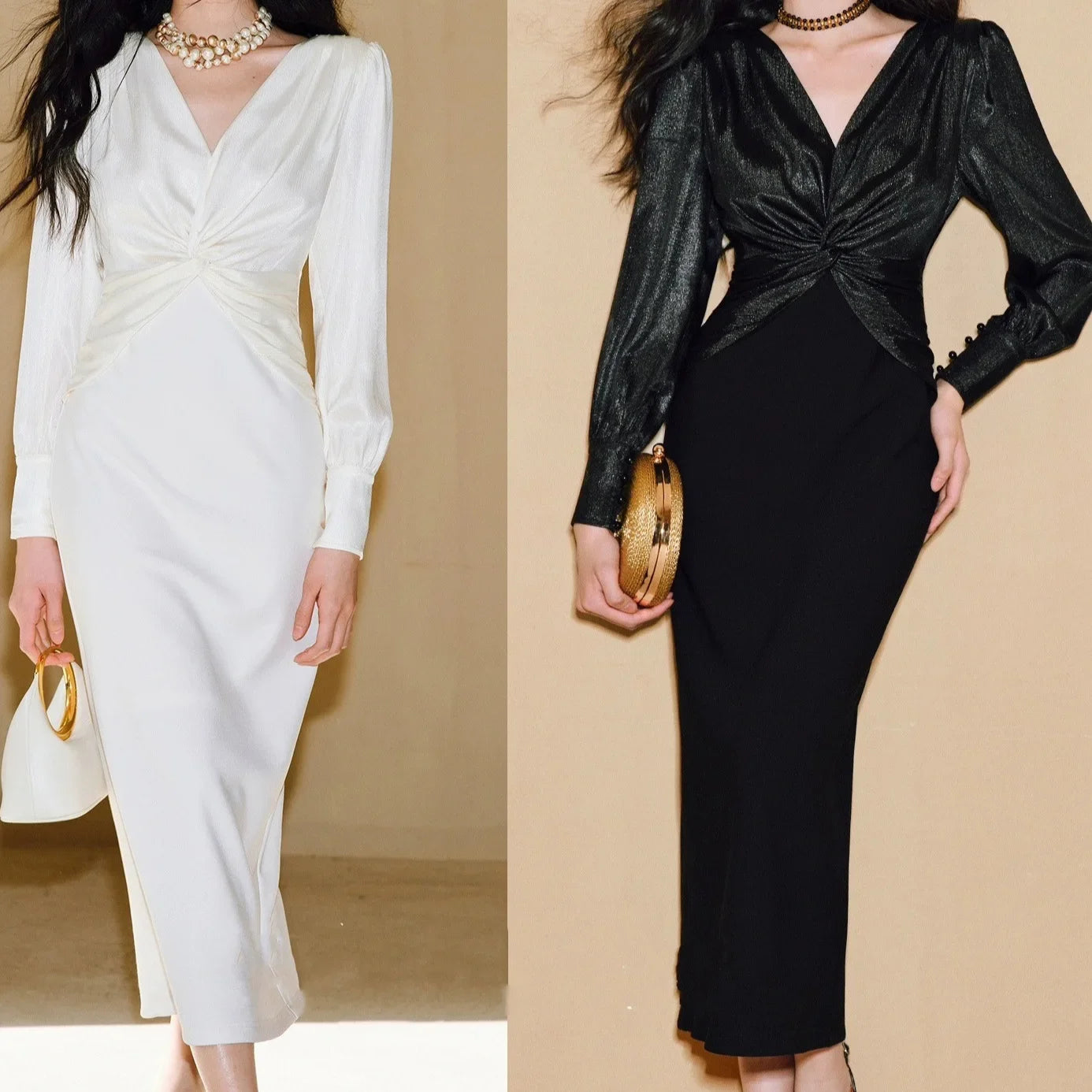 Elegant Twist Front Bodycon Midi Dress