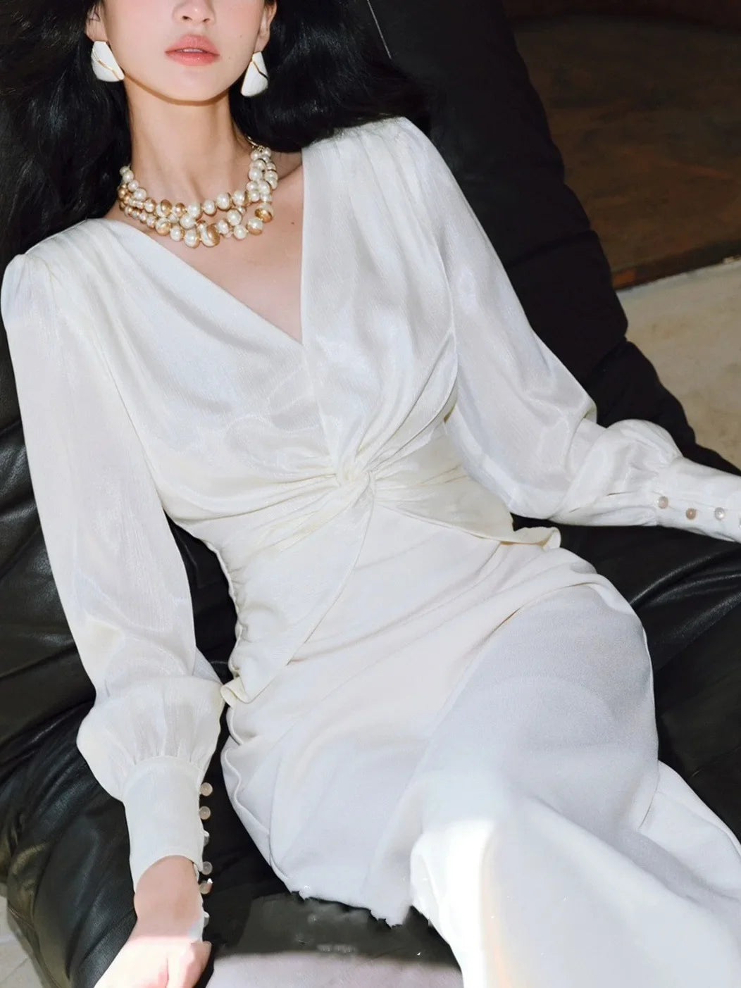 Elegant Twist Front Bodycon Midi Dress