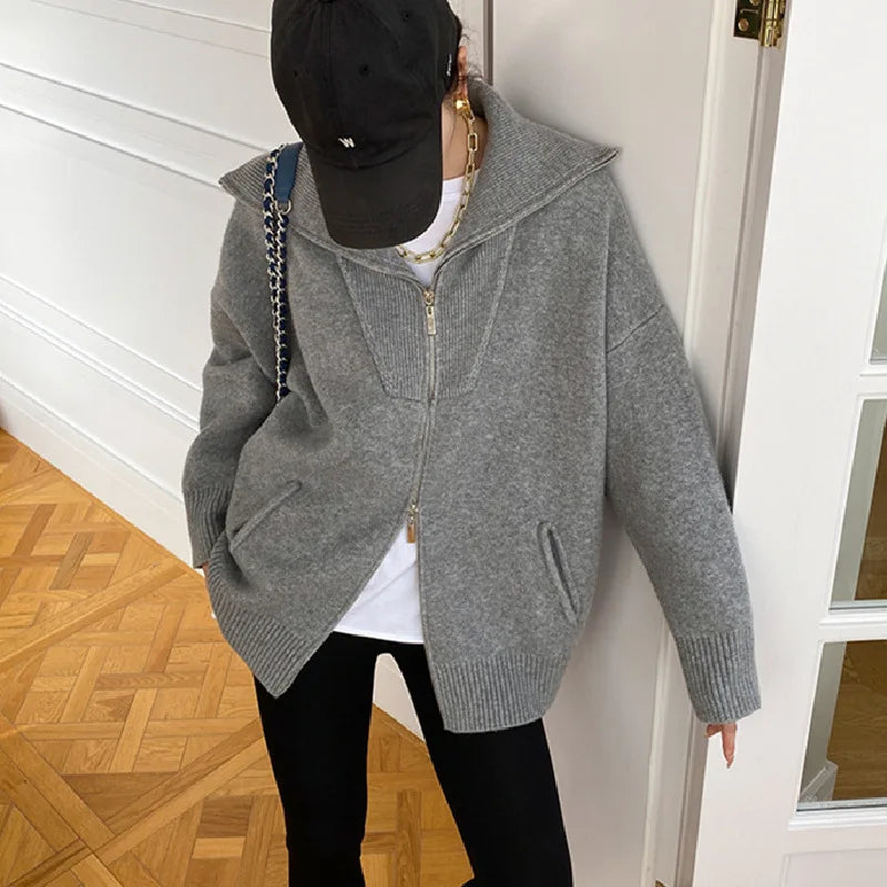 Oversized Winter Zip Jacket- Warm Casual Winter Fit