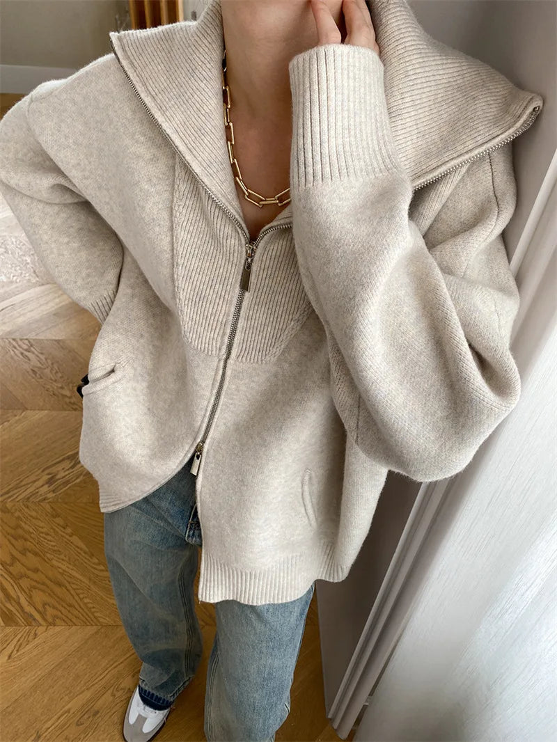 Oversized Winter Zip Jacket- Warm Casual Winter Fit